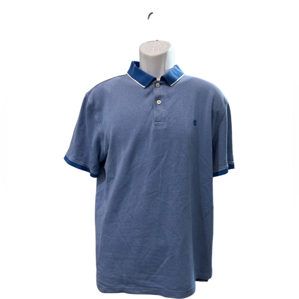 Izod Advantage Performance Stretch Polo Shirt Cotton Blend Blue Mens XL EUC